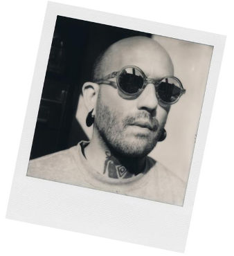 polaroid sx-70 photo in black and white